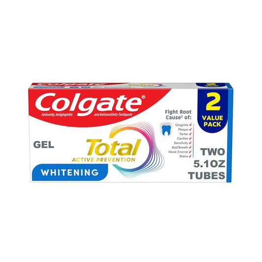 【エクスプレス便】Colgate トータル ホワイトニング歯磨き粉ジェル 5.1oz 【2本セット】 コルゲート  Total Whitening Toothpaste Gel 10 Benefits Whitens Teeth and Provides Sensitivity Relief Mint Flavor 2 Pack 5.1 oz