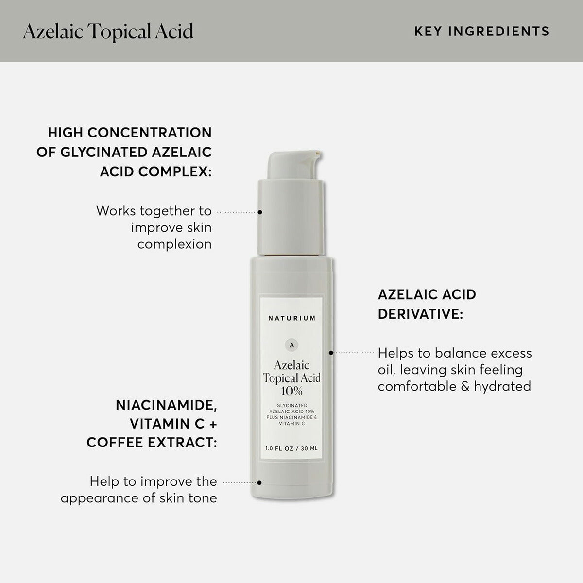 【追跡可能海外メール便】Naturium アゼライン酸 10% トピカルアシッド 30ml   ナチュリウム  Azelaic Topical Acid 10% Face & Skin Care Beauty Treatment 1ozナイアシンアミド  ビタミンC誘導体